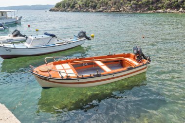 Chalkidiki, orta Makedonya, Yunanistan - 26 Ağustos 2014: Panoramik şehir Pyrgadikia, Chalkidiki, orta Makedonya