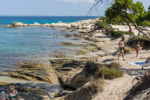 Chalkidiki, orta Makedonya, Yunanistan - 26 Ağustos 2014: Deniz manzarası, Karidi Beach Vourvourou adlı Sithonia Yarımadası, Chalkidiki, orta Makedonya — Stok fotoğraf