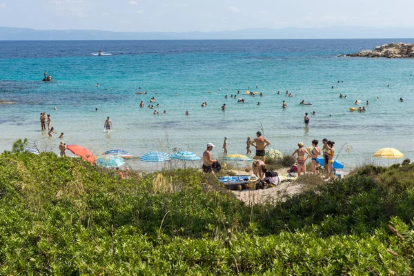Chalkidiki, orta Makedonya, Yunanistan - 26 Ağustos 2014: Deniz manzarası, Karidi Beach Vourvourou adlı Sithonia Yarımadası, Chalkidiki, orta Makedonya — Stok fotoğraf