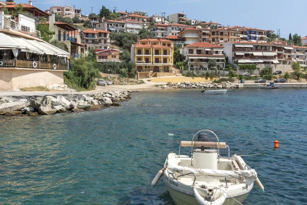 Chalkidiki, orta Makedonya, Yunanistan - 26 Ağustos 2014: Panoramik şehir Pyrgadikia, Chalkidiki, orta Makedonya