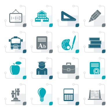 Stilize okul ve eğitim simgeler