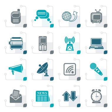 Stilize iletişim ve bağlantı simgeleri 