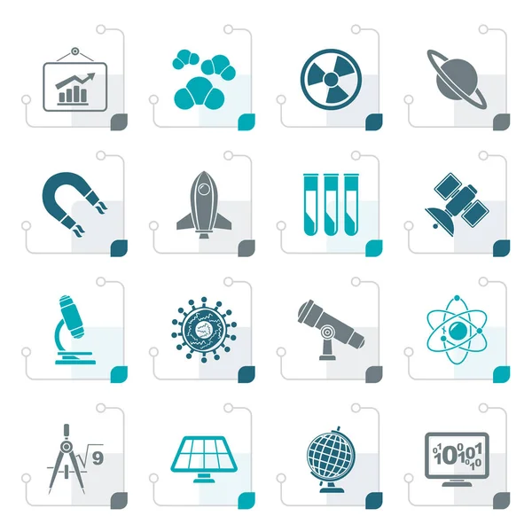 Stylized science, research and education Icons — Stock Vector