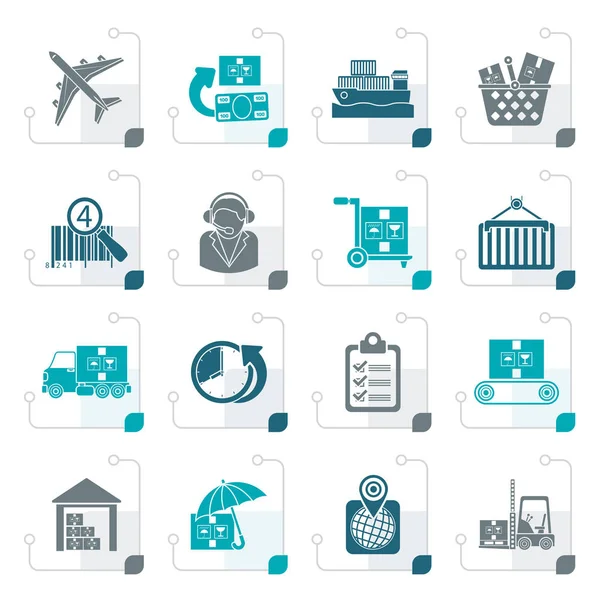 Stylized Cargo, logistic and shipping icons — Stock Vector