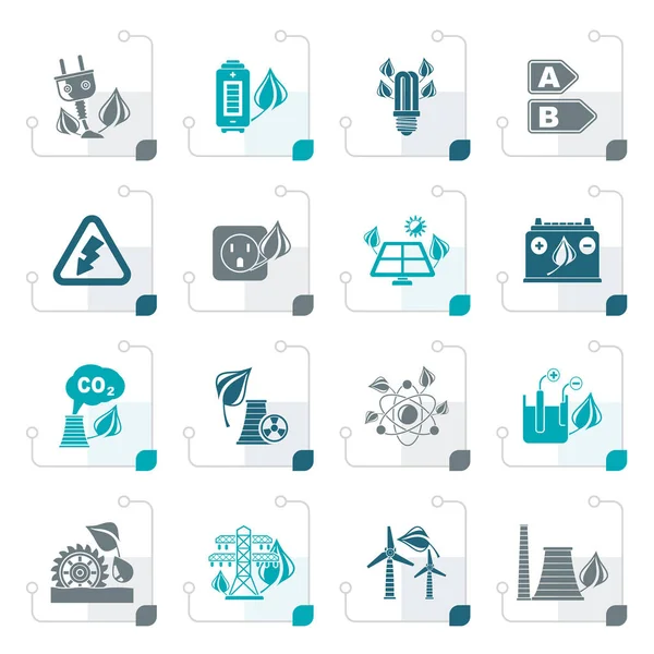 Stylized Green energy and environment icons — Stock Vector