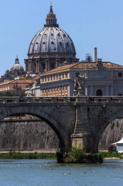Rome, İtalya - 22 Haziran 2017: Vatikan ve Tiber Nehri Roma şehir görünümünü şaşırtıcı