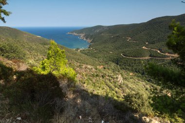 Mamba Beach Ampelos Sithonia Yarımadası, Chalkidiki, orta Makedonya, panoramik manzaralı
