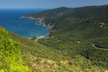 Mamba Beach Ampelos Sithonia Yarımadası, Chalkidiki, orta Makedonya, panoramik manzaralı
