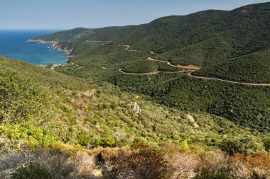 Mamba Beach Ampelos Sithonia Yarımadası, Chalkidiki, orta Makedonya, panoramik manzaralı