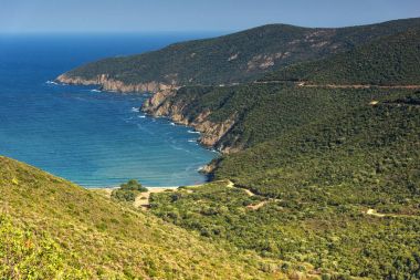 Mamba Beach Ampelos Sithonia Yarımadası, Chalkidiki, orta Makedonya, panoramik manzaralı