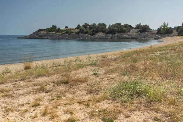 Vista panoramica sulla spiaggia di Stiladario nella penisola di Sithonia, Calcidica, Macedonia centrale — Foto Stock