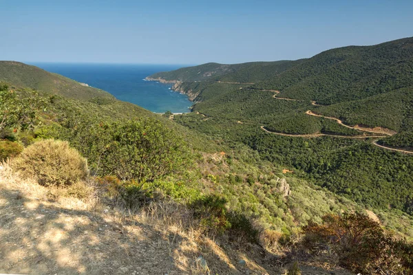 Panoramic view of Mamba Beach Ampelos at Sithonia peninsula, Chalkidiki, Central Macedonia — Stock Photo, Image