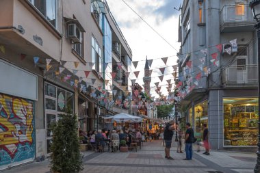 Plovdiv, Bulgaristan - 22 Ağustos 2017: Street bölgesinde Kapana, şehir Plovdiv