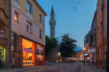 Plovdiv, Bulgaristan - 22 Ağustos 2017: gece fotoğraf Dzhumaya Camii Filibe şehir Amazing