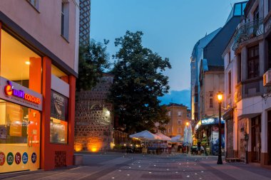 Plovdiv, Bulgaristan - 22 Ağustos 2017: gece fotoğraf Dzhumaya Camii Filibe şehir Amazing