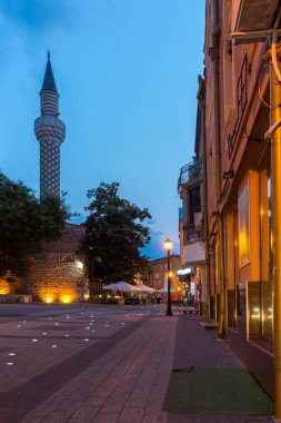 Plovdiv, Bulgaristan - 22 Ağustos 2017: gece fotoğraf Dzhumaya Camii Filibe şehir Amazing,