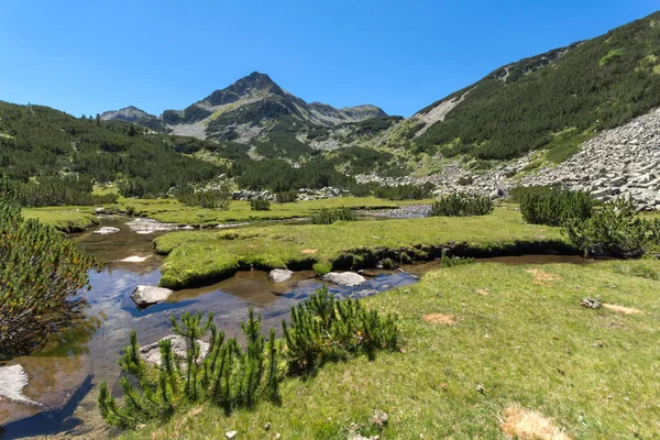 Bentang alam yang menakjubkan dengan sungai Valyavitsa dan puncak Valyavishki chukar, Pirin Mountain — Stok Foto