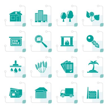 Stilize Emlak ve yapı simgeler