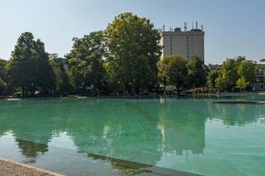 Plovdiv, Bulgaristan - 1 Eylül 2017: Panoramik şehir Plovdiv pınarlarına şarkı