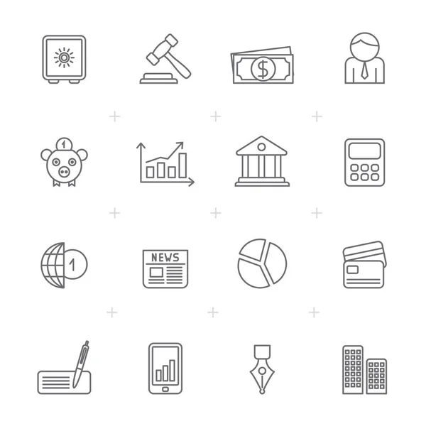 Ligne Business, Bancaire et Finance Icônes — Image vectorielle