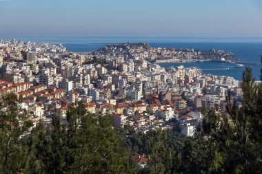 Panoramik şehir Kavala, Doğu Makedonya ve Trakya için