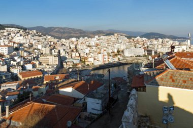 Kavala şehir, Doğu Makedonya ve Trakya için günbatımı Panorama