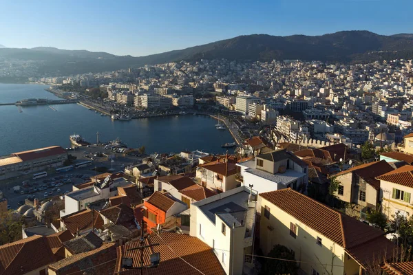 Kavala şehir, Doğu Makedonya ve Trakya için günbatımı Panorama