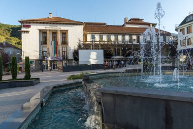 Petrich, Bulgaristan - 6 Eylül 2017: Blagoevgrad bölge Petrich şehir merkezinde panoramik manzaralı
