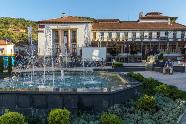 Petrich, Bulgaristan - 6 Eylül 2017: Blagoevgrad bölge Petrich şehir merkezinde panoramik manzaralı