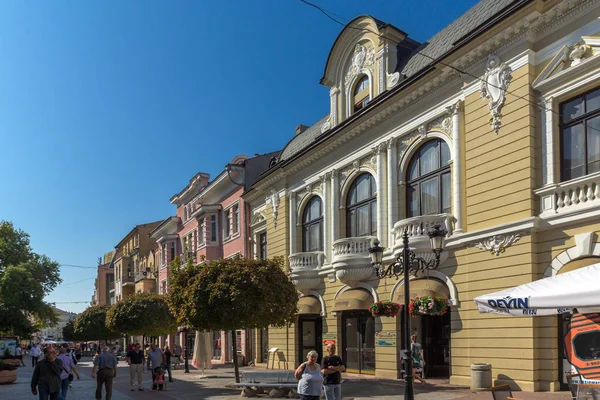 Plovdiv, Bulgaristan - 1 Eylül 2017: Panorama merkezi sokak Knyaz Alexander ben şehir Plovdiv