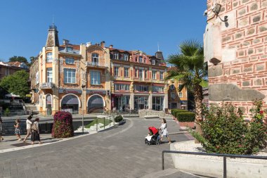 Plovdiv, Bulgaristan - 1 Eylül 2017: Panorama merkezi sokak Knyaz Alexander ben şehir Plovdiv