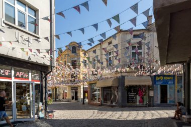 Plovdiv, Bulgaristan - 1 Eylül 2017: Street bölgesinde Kapana, şehir Plovdiv
