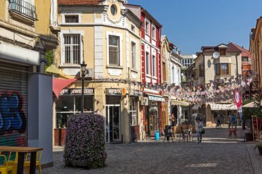 Plovdiv, Bulgaristan - 1 Eylül 2017: Street bölgesinde Kapana, şehir Plovdiv