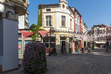 Plovdiv, Bulgaristan - 1 Eylül 2017: Street bölgesinde Kapana, şehir Plovdiv