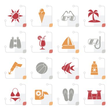 Stilize Tropic, plajları ve yaz simgeler 