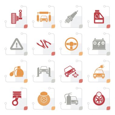 Stilize araba ve yol Hizmetleri simgeler