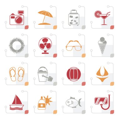 Stilize yaz ve plaj simgeler