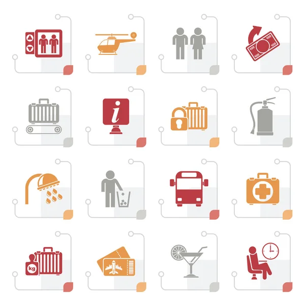 Stylized Airport, travel and transportation icons — Stock Vector