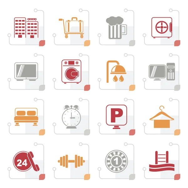 Iconos estilizados de hotel y motel — Vector de stock