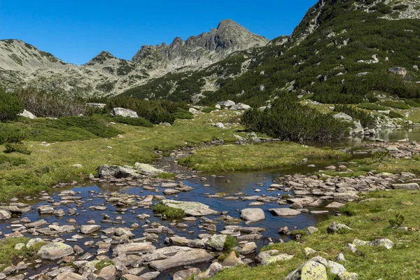 Menakjubkan Panorama dengan Prevalski danau dan puncak Dzhangal, Pirin Gunung , — Stok Foto