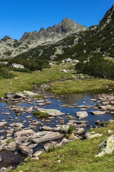 Fantastiska Panorama med Prevalski sjöar och Dzhangal peak, Pirin berget — Stockfoto