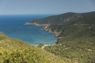 Panoramik Mamba Beach adlı Sithonia Yarımadası, Chalkidiki, orta Makedonya