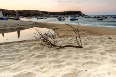 Kalamitsi Beach Sithonia Yarımadası, Chalkidiki, orta Makedonya, gün batımı görünümü