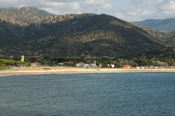 Panoramik Sykia Beach adlı Sithonia Yarımadası, Chalkidiki, orta Makedonya