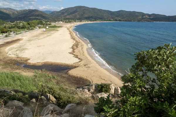 Panoramik Sykia Beach adlı Sithonia Yarımadası, Chalkidiki, orta Makedonya — Stok fotoğraf