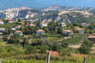 Panoramic view of Lozenitsa Village and Vine plantations near Melnik town, Bulgaria clipart
