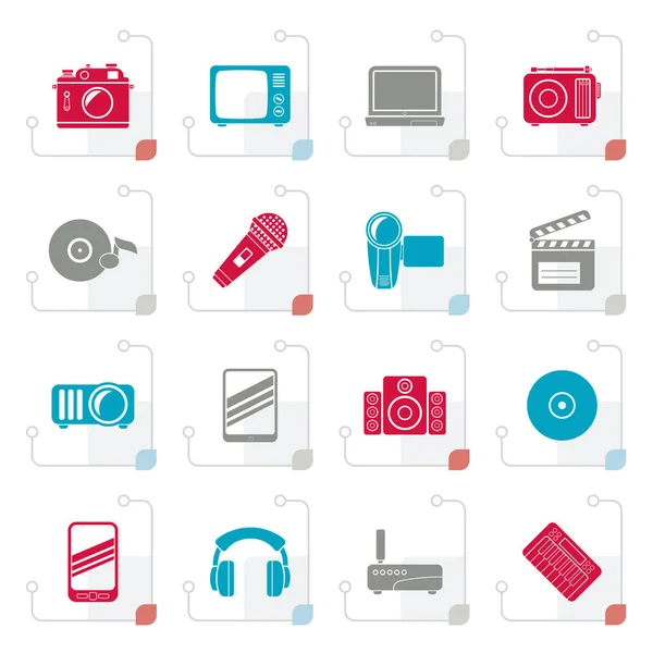 Stylized Media and technology icons — Stock Vector