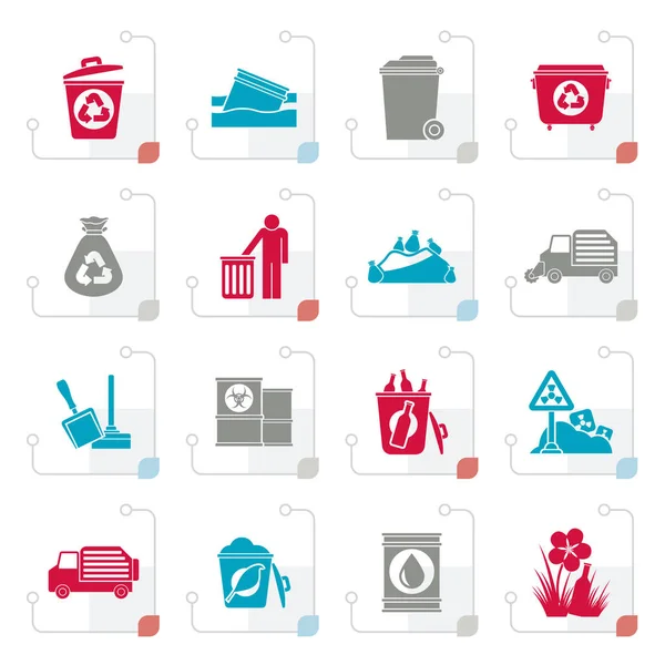 Stylized Garbage and rubbish icons — Stock Vector