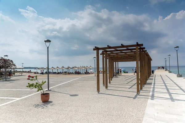 Chalkidiki, orta Makedonya, Yunanistan - 25 Ağustos 2014: Bağlantı noktası Nikiti Sithonia Yarımadası, Chalkidiki, Yunanistan, panoramik manzaralı