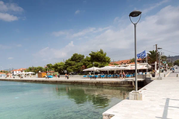 Chalkidiki, orta Makedonya, Yunanistan - 25 Ağustos 2014: Bağlantı noktası Nikiti Sithonia Yarımadası, Chalkidiki, Yunanistan, panoramik manzaralı